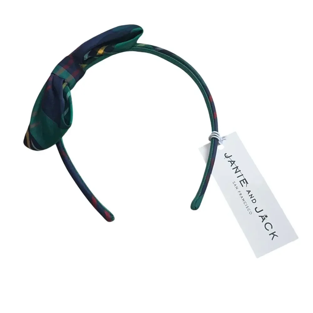 Janie and Jack Plaid Bow Headband, NWT -